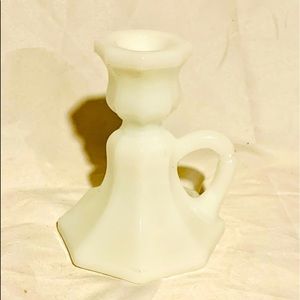 Unique Vtg Milk glass dbl sided candle holder 4.5x4” excellent condition!